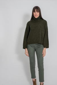 Mohair blend turtleneck sweater olive green