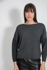 Fine knit cropped sweater anthracite