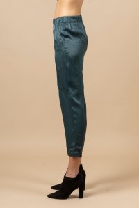 Σατινέ παντελόνι με straight leg antique green