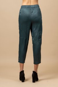 Satin cropped relaxed straight leg pants antique green