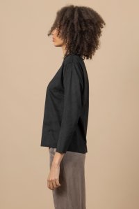 Faux suede long sleeved t-shirt black