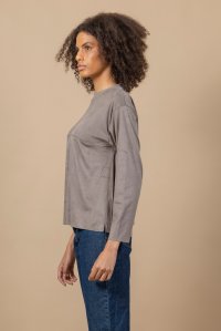 Faux suede long sleeved t-shirt taupe