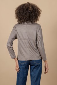 Μακρυμάνικη μπλούζα faux καστόρι taupe