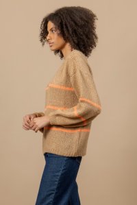 Mohair blend striped sweater camel