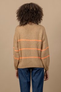 Mohair blend striped sweater camel