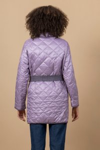 Quilted coat with knitted details lilac