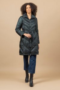 Puffer coat with high neck green