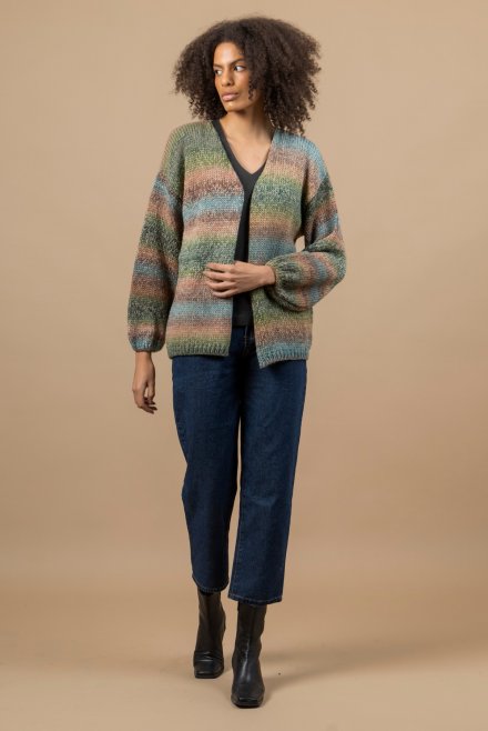 Virgin wool blend multicolored cardigan multicolored forest