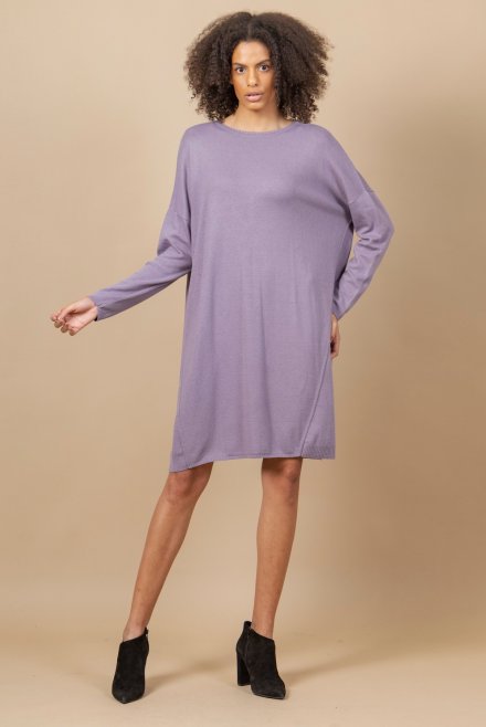 Φόρεμα με κασμίρι σε άνετη γραμμή dusty violet