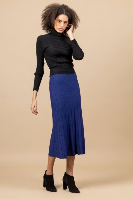 Long skirt with smocking blue