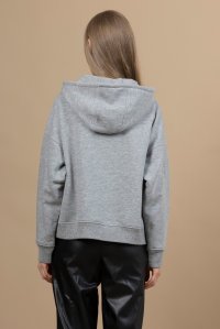 Cotton oversized cropped hoodie with knitted details light grey