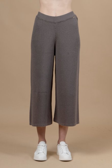 Cashmere blend ribbed cropped wide leg pants elephant