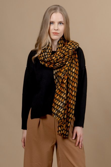 Viscose blend scarf black & gold