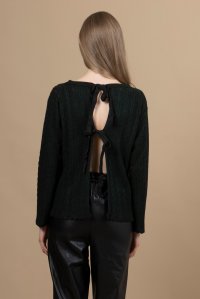 Blouse with binding at the back dark green