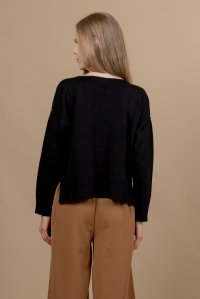 Wool blend cropped sweater black