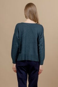 Wool blend cropped sweater blue green