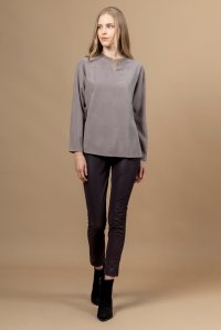 Long sleeve top with knitted details taupe
