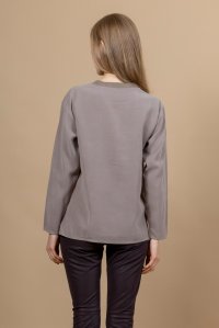 Long sleeve top with knitted details taupe