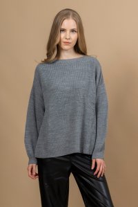 Cropped πλεκτή μπλούζα medium grey