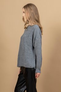 Wool blend ribbed cropped sweater medium grey