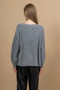 Wool blend ribbed cropped sweater medium grey