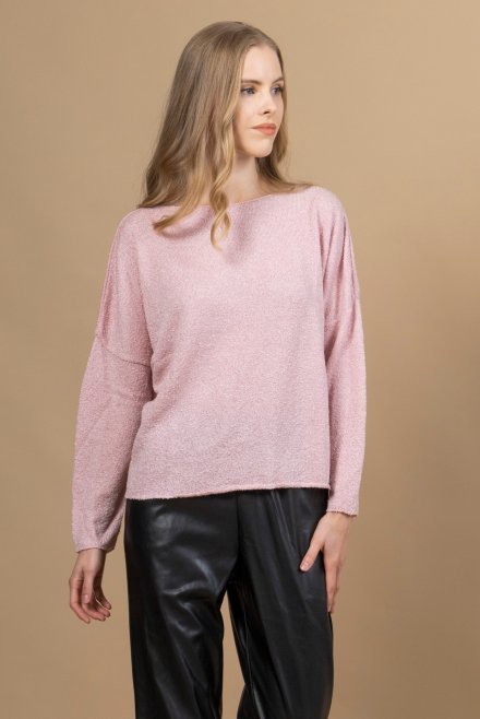 Fine knit cropped sweater pink