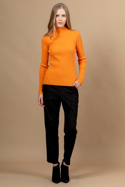 Casmere blend ribbed turtleneck sweater orange