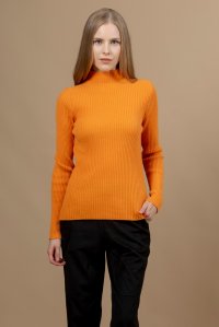 Casmere blend ribbed turtleneck sweater orange