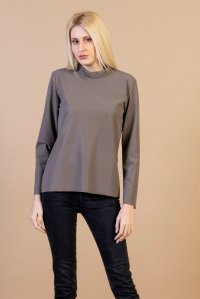 Matte leather high neck top taupe
