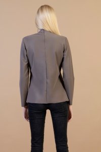 Matte leather high neck top taupe