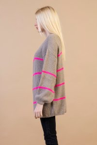 Mohair blend stripped cardigan taupe