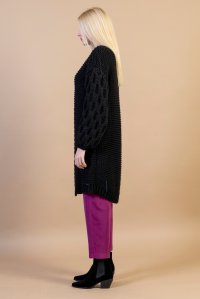 Wool blend handmade long cardigan black