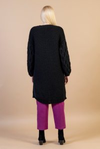 Wool blend handmade long cardigan black