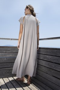 Crepe marocaine cut-out maxi dress with knitted details elephant