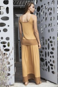 Jersey tank top with knitted details summer camel