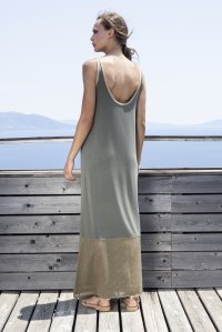 Maxi dress with knitted details khaki
