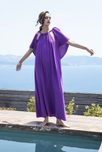 Crepe marocaine cut-out dress with knitted details hyacinth  violet