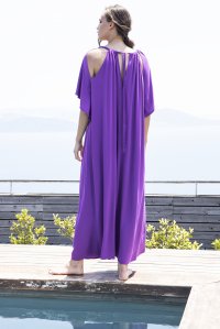 Κρέπ φόρεμα με ανοίγματα και πλεκτές λεπτομέρειες hyacinth  violet