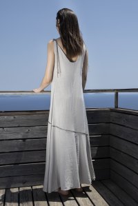 Linen blend dress with knitted details ice