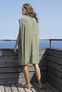 Κρέπ μίνι φόρεμα με πλεκτές λεπτομέρειες khaki