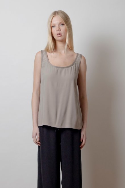 Crepe marocaine basic top with knitted details elephant