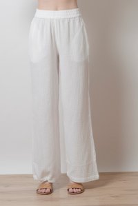 Παντελόνι από βαμβακερή γάζα white
