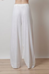 linen blend wide leg pants with knitted belt ivory