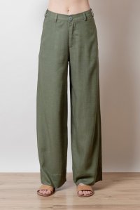 linen blend wide leg pants with knitted belt khaki