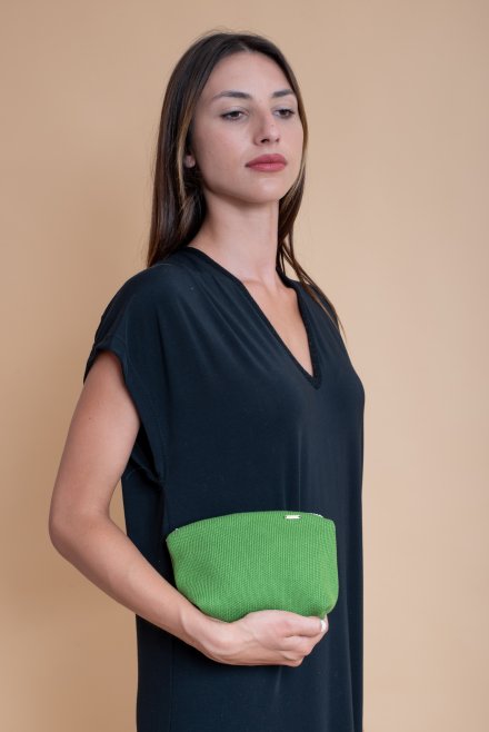 Cotton blend clutch bag bright green