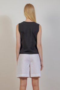 Sleevless top with knitted details black