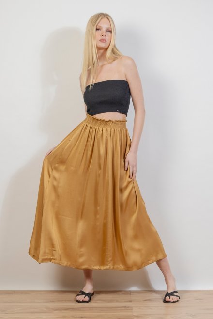 Satin maxi skirt gold