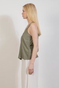 Tank top with knitted details khaki