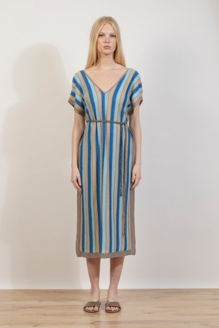 Λούρεξ  v-φόρεμα  σε άνετη γραμμή elephant -gold - sky blue -turquoise