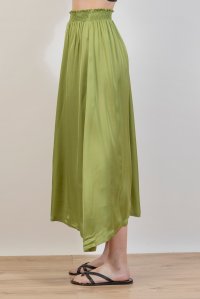 Satin maxi skirt bright green